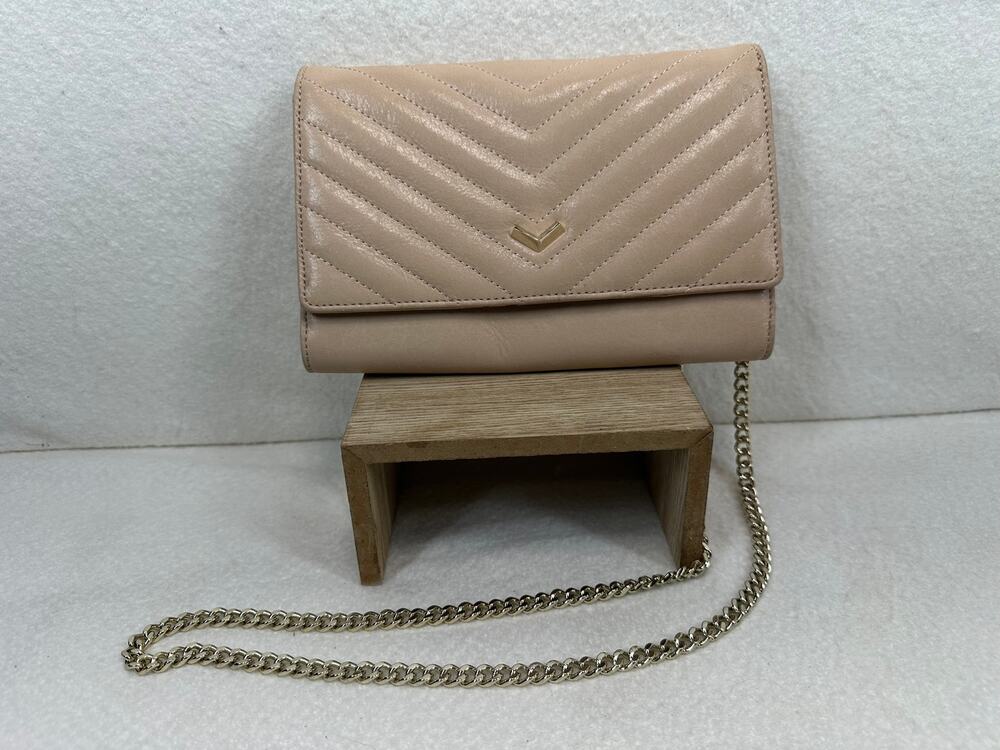 Botkier Blush Pink Soho Quilted Leather Bag Chevron Chain Crossbody Neutral